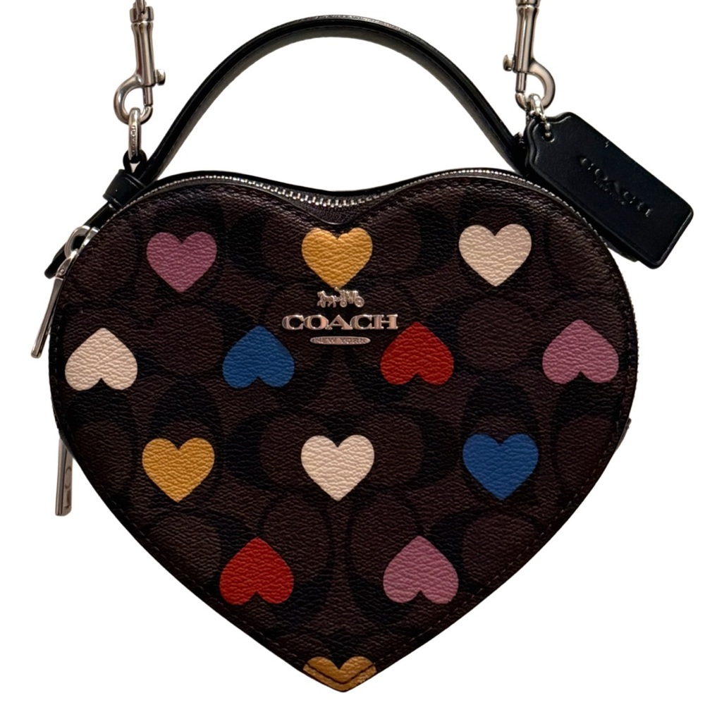 Coach Heart Crossbody Tote In Signature Canvas With Heart Print